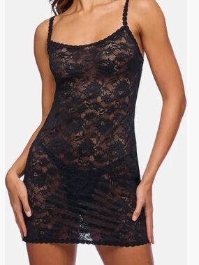 Cosabella Foxie Sheer Lace Chemise Slip - Black Size Medium